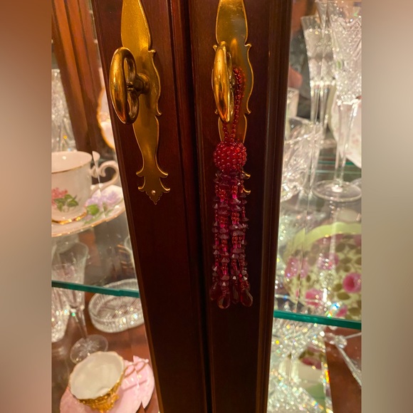 Beaded Decorative Tassel, Burgundy or wine, deep red, maroon - Picture 3 of 4